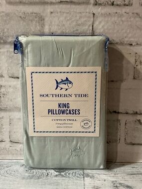 Southern Tide 2Pc King Size Cotton Twill 300TC pillowcase set (Only)-Sea Foam